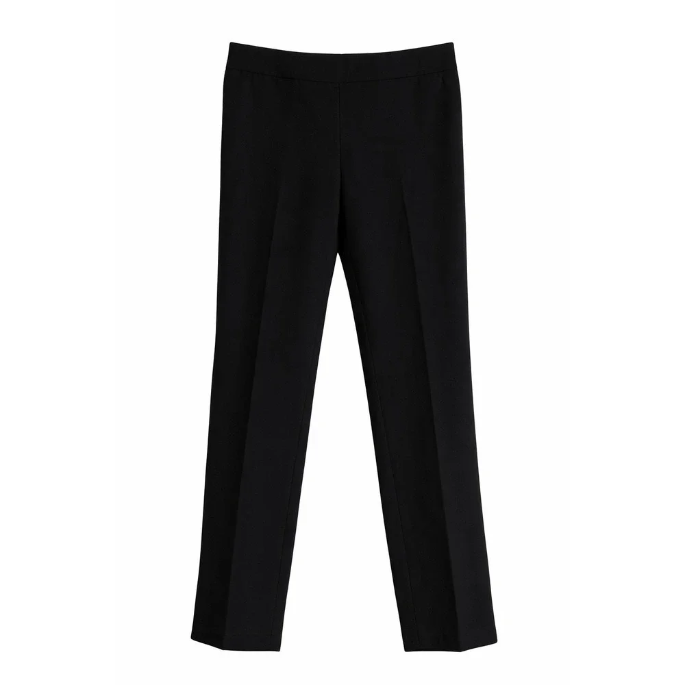 Tory Burch Wool Blend Pants 6 Black Side Zip Tapered Stretch
